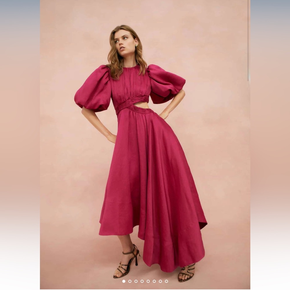 AJE Tidal Tucked Cut Out Midi Dress